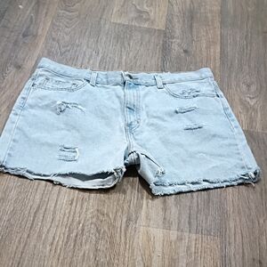 George Light Blue Distressed Denim Jean Shorts